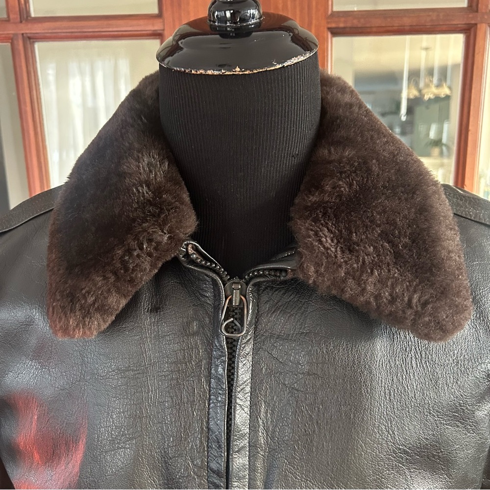 Vintage LL Bean G-1 Goatskin Leather Bomber Flight Jacket 42 Wool Quilt Lined - Picture 3 of 16